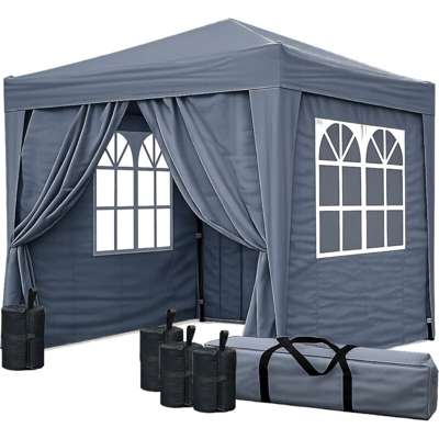 Gazebo Pop-Up 2,5 x 2,5 m Smokey Grigio con pesi ai piedi e 4 fianchi Easy fastening con 2 cerniere