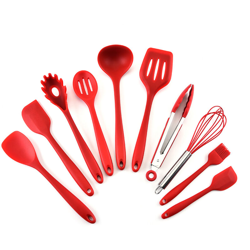 Set di utensili da cucina in silicone, set da 10 pezzi, strumento spatola per uso domestico, stile 2, rosso precio