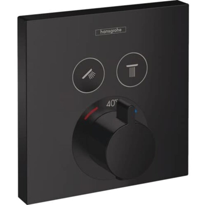 DocciaSelect termostato a mano, montaggio ad incasso, 2 utenze, 15763, colorazione: Nero opaco - 15763670