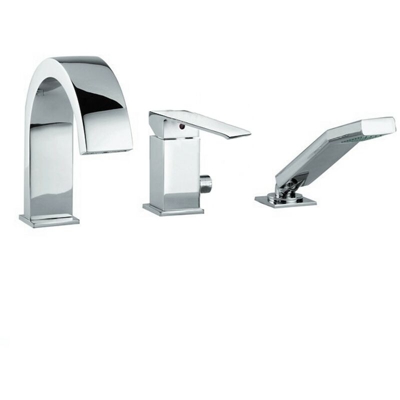 Batteria miscelatore bordo vasca cromo 3 fori serie level Paffoni