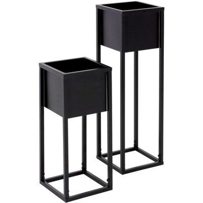 Set supporto per piante porta fiori sostegno in metallo nero fioriera angolare