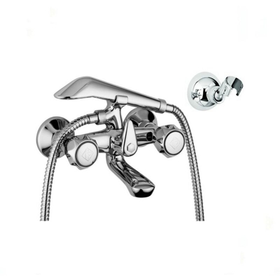 Gruppo vasca esterno + flex 1,5 mt e doccetta cromo serie danubio Paffoni