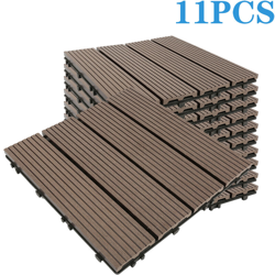 Confezione di piastrelle per terrazze modulari in legno composito 1m² (11 pezzi 30 x 30 cm) - L: 30 cm - P: 30 cm - marrone - Brun precio