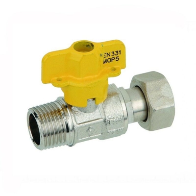 Rubinetto arresto dritto per gas da 1/2" x 1/2" maschio/dado girevole BUGATTI