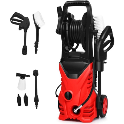 Idropulitrice 1800W per Auto, Idropulitrice ad Alta Pressione con Accessori Completi, Idropulitrice Professionale Elettrica, Blu/Rosso (Rosso)
