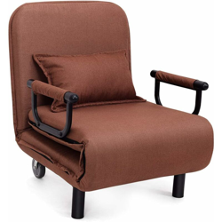Poltrona Letto Pieghevole con 2 Ruote, Poltrona Sdraio Sfoderabile con Struttura Metallica e Cuscino, Divano con Schienale Reclinabile,190x62,5x25,5 precio