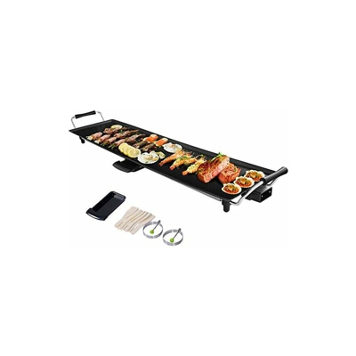 Piastra Elettrica Multifunzione,Piastra in Stile Giapponese, Rivestimento Antiaderente e Antigraffio, Piastra Teppanyaki Pratica, Nero,90x23 cm