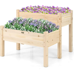 Costway - Fioriera in legno a 2 livelli, Fioriera da Giardino per erdure fiori erbe, Ideale per Cortile, Giardino, Balcone, 85 x 86 x 72,5 cm características