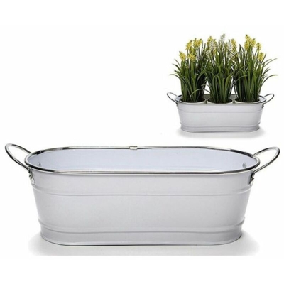 Vaso rettangolare da Balcone Bianco Argento Metallo (32,5 x 10,5 x 11 cm) (32,5 x 10,5 x 11 cm)