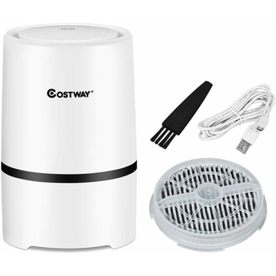 Mini Purificatore d'Aria, con Cavo USB e Filtro, Facile da Portare, 2 Velocità da Regolare, Bianco, 19,5x12,5x12,5 cm