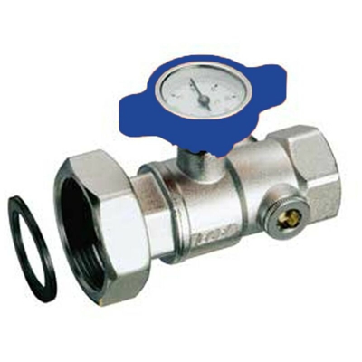 valvola manuale a sfera cromata 1" con termometro maniglia BLU 3046 1B FAR