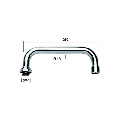 Canna lavello con attacco superiore 25 cm - cromato ata