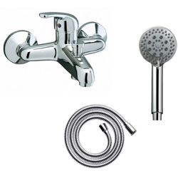 Miscelatore monocomando a parete per vasca con laccio e doccetta 3 getti acciaio cromo características