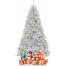 Albero di Natale Argento, Abete Artificiale con Decorazioni Argento, Tecnologia Elettroplaccata, Base di Metallo, Perfetto Come Decorazione da características