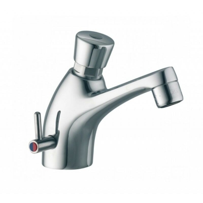 Rubinetto lavabo collo cigno temporizzato - porta e bini