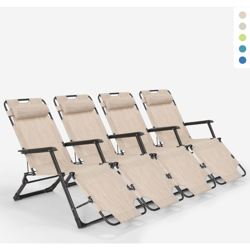 4 Sedie sdraio spiaggia giardino pieghevole multiposizione Emily Lux Zero Gravity | Beige características