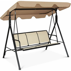 Dondolo a 3 Posti da Giardino con Tetto Marrone/Nero 170x155x110 cm (Marrone) en oferta