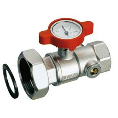 valvola manuale a sfera cromata 1" con termometro maniglia ROSSO 3046 1R FAR