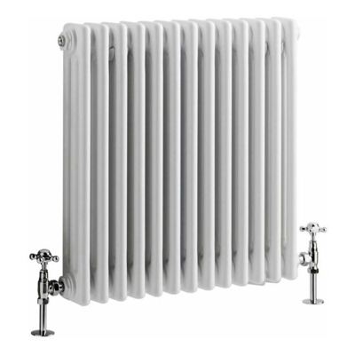Hudson Reed Regent Radiatore Termoarredo di Design Orizzontale In Stile Ghisa - Termosifone Con Finitura Bianca - 3 x 13 Colonne - 950W - 600 x 605 x