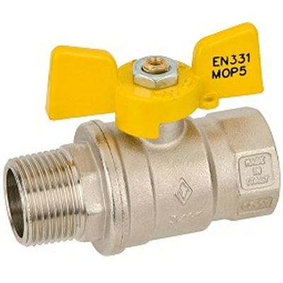 Rubinetto arresto per gas leva a farfalla da 1/2" maschio/femmina BUGATTI