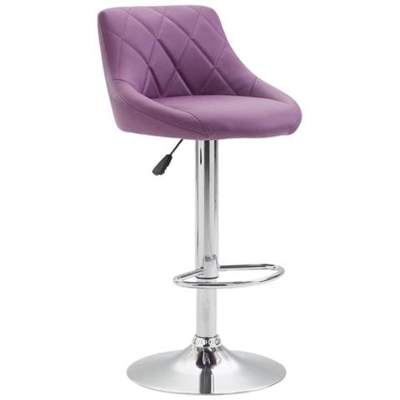 Sgabello Design Lazio In Similpelle I Sgabello Girevole Con Poggiapiedi I Sedia Alta Da Cucina Regolabile 83-104 CM I Sgabello Bar Imbottito Viola