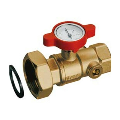 valvola manuale a sfera gialla 1" con termometro maniglia ROSSO 3045 1R FAR