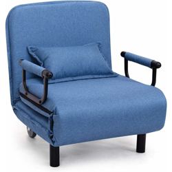 Poltrona Letto Pieghevole con 2 Ruote, Poltrona Sdraio Sfoderabile con Struttura Metallica e Cuscino, Divano con Schienale Reclinabile,190x62,5x25,5 en oferta