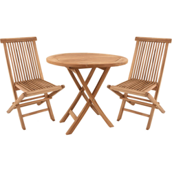 Salento - tavola rotonda insieme di giardino e sedie pieghevoli in teak - Ø 80 x 75 cm - 4 persone - Sedie X 2 - Teck naturale en oferta
