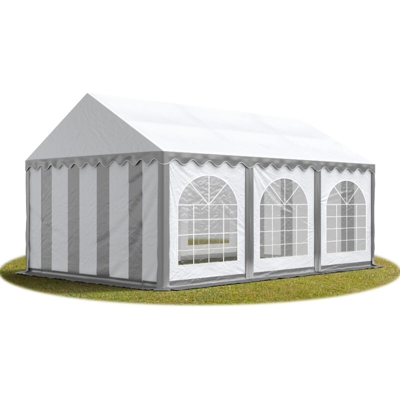 4x6 mTendone per feste PREMIUM PVC grigio-bianco 100% impermeabile Gazebo da giardino Tendone da esterno Tenda party