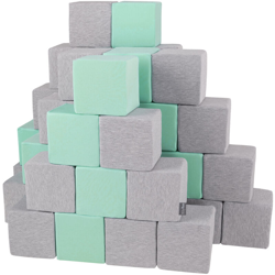 KiddyMoon Blocchi Morbidi Colorati 48 Pezzi Per Bambini 14Cm, Cubi:Grigio Chiaro/Menta - cubi:grigio chiaro/menta precio