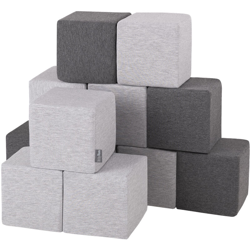 KiddyMoon Blocchi Morbidi Colorati 12 Pezzi Per Bambini 14Cm, Cubi:Grigio Chiaro/Grigio Scuro - cubi:grigio chiaro/grigio scuro características