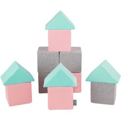 KiddyMoon Blocchi Morbidi Colorati 12 Pezzi Per Bambini 14Cm, Mix:Grigio Chiaro/Rosa/Menta - mix:grigio chiaro/rosa/menta precio