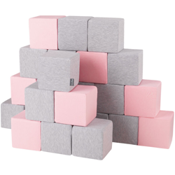 KiddyMoon Blocchi Morbidi Colorati 24 Pezzi Per Bambini 14Cm, Cubi:Grigio Chiaro/Rosa - cubi:grigio chiaro/rosa en oferta