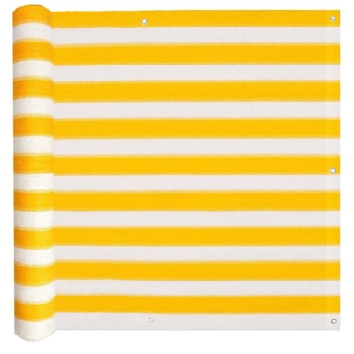 vidaXL Paravento da Balcone HDPE 90x600 cm Giallo e Bianco - Multicolore