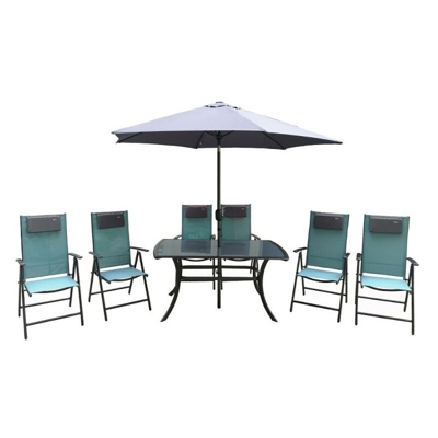 Set da Giardino Tavolo Sedie in Resina e Ombrellone Rio Set