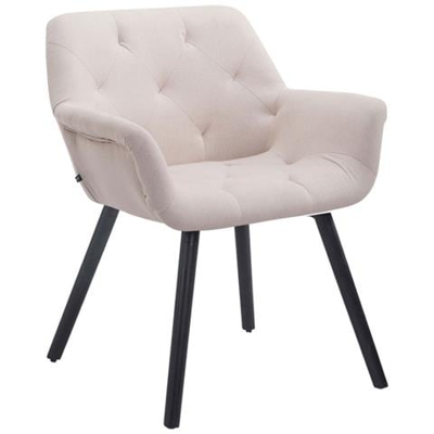 Sedia Attesa Cassidy in Tessuto E Legno | Poltroncina Imbottita Conferenze, con Braccioli, Alt. Seduta 45 cm I Carico Max 150KG Beige Telaio: Nero (Rovere)