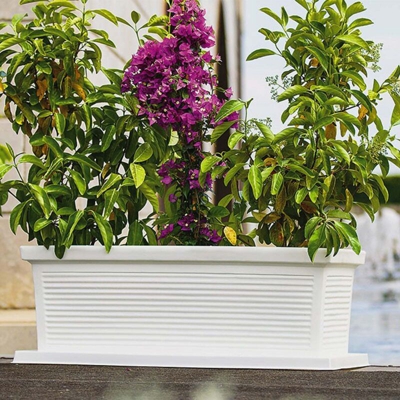 Fioriera in Polimero Monacis Millerighe Bianco cm 80 (80X40X34h)