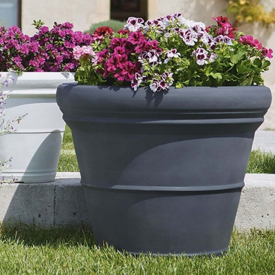 Vaso doppiobordo liscio 45 cm Rome Antracite - Monacis