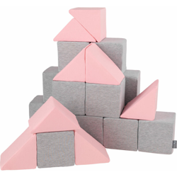 KiddyMoon Blocchi Morbidi Colorati 24 Pezzi Per Bambini 14Cm, Mix:Grigio Chiaro/Rosa - mix:grigio chiaro/rosa en oferta