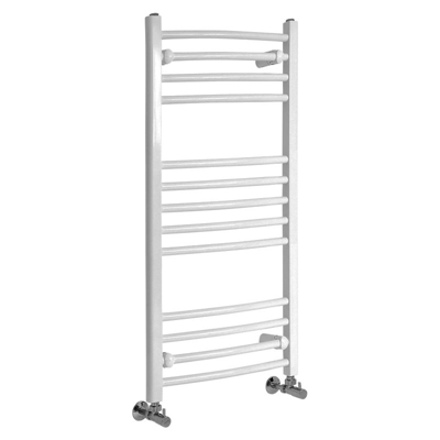 Hudson Reed Ive Scaldasalviette Curvo di Design Verticale - Termoarredo Bagno ad Acqua Calda - Acciaio Bianco - 486W - 1000 x 500mm