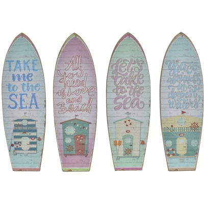 Quadro Legno Metallo Carta Spiaggia (4 pcs) (7 x 1 x 22 cm) - Dkd Home Decor