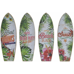 Quadro Legno Carta Tropicale (4 pcs) (7 x 1 x 22 cm) - Dkd Home Decor características