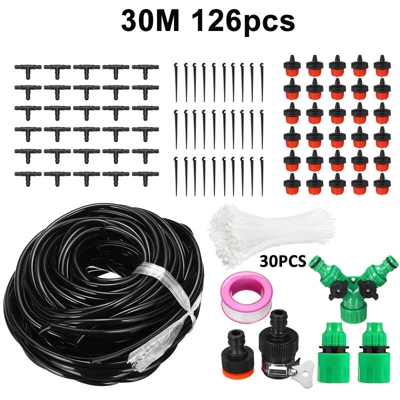 Sistema di irrigazione da giardino 30M, kit di irrigazione a goccia micro automatico da 126 pezzi per giardino e piante