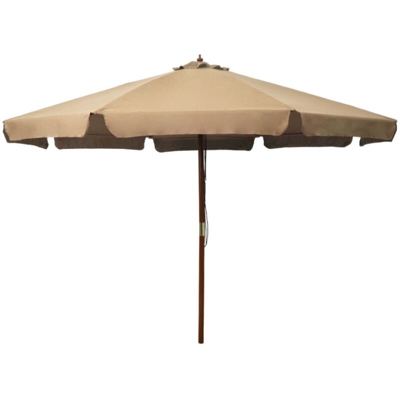 vidaXL Ombrellone da Esterni con Palo in Legno 330 cm Grigio Talpa - Marrone