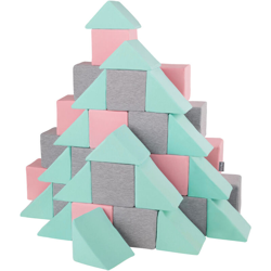 KiddyMoon Blocchi Morbidi Colorati 48 Pezzi Per Bambini 14Cm, Mix:Grigio Chiaro/Rosa/Menta - mix:grigio chiaro/rosa/menta precio