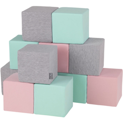 KiddyMoon Blocchi Morbidi Colorati 12 Pezzi Per Bambini 14Cm, Cubi:Grigio Chiaro/Rosa/Menta - cubi:grigio chiaro/rosa/menta características
