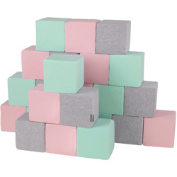 KiddyMoon Blocchi Morbidi Colorati 24 Pezzi Per Bambini 14Cm, Cubi:Grigio Chiaro/Rosa/Menta - cubi:grigio chiaro/rosa/menta en oferta