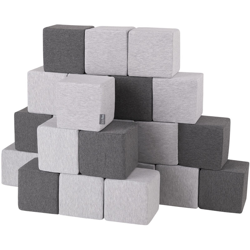 KiddyMoon Blocchi Morbidi Colorati 24 Pezzi Per Bambini 14Cm, Cubi:Grigio Chiaro/Grigio Scuro - cubi:grigio chiaro/grigio scuro características