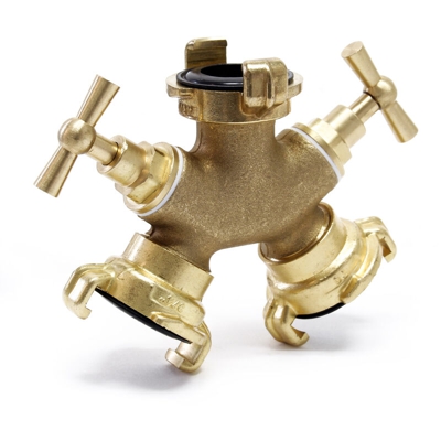 Distributore a Y 2x 26.44 mm (3/4') con valvole di chiusura impugnatura a T Deviatore