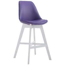 Sgabello Design Tulip Cannes in Similpelle I Sgabello Bar in Legno di Quercia I Sedia Cucina con Poggiapiedi E Schienale Viola Bianco en oferta